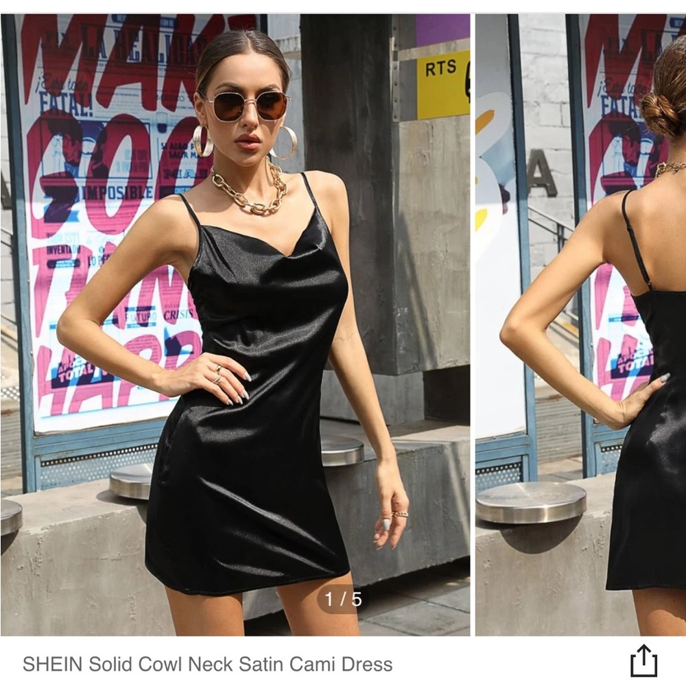 Shein black slip dress